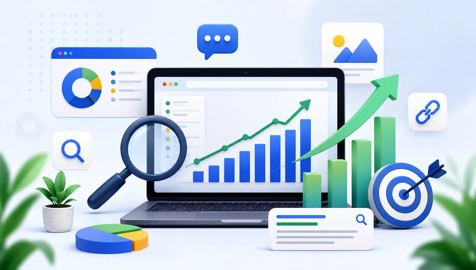 Illustration representing organic search traffic growth through SEO