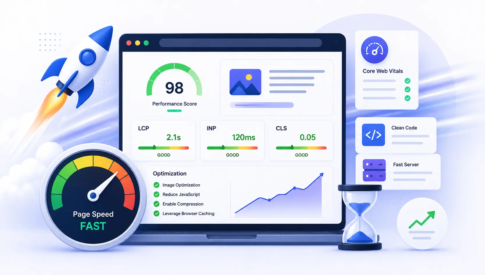 Website page speed and Core Web Vitals performance optimization